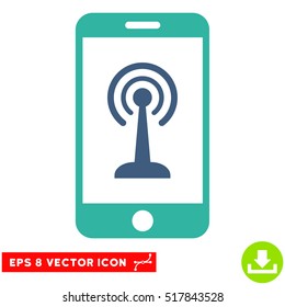 Radio Control Smartphone EPS vector pictogram. Illustration style is flat iconic bicolor cobalt and cyan symbol on white background.
