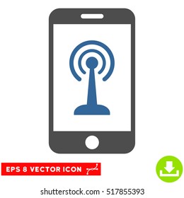 Radio Control Smartphone EPS vector icon. Illustration style is flat iconic bicolor cobalt and gray symbol on white background.