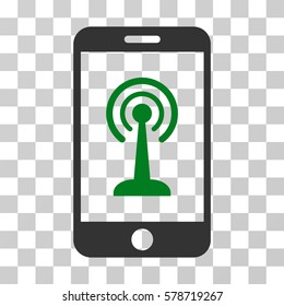 Radio Control Smartphone icon. Vector illustration style is flat iconic bicolor symbol, green and gray colors, transparent background. Designed for web and software interfaces.