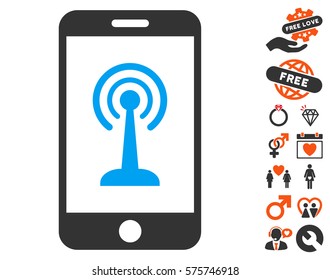 Radio Control Smartphone pictograph with bonus romantic pictograms. Vector illustration style is flat iconic elements for web design, app user interfaces.