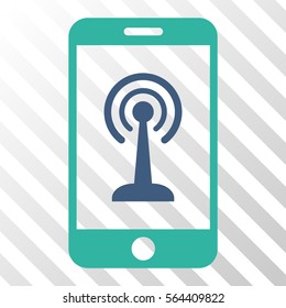 Radio Control Smartphone vector icon. Illustration style is flat iconic bicolor cobalt and cyan symbol on a hatch transparent background.