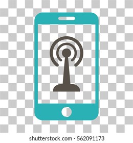 Radio Control Smartphone vector pictograph. Illustration style is flat iconic bicolor grey and cyan symbol on a transparent background.