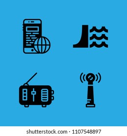 radio, dam, antenna and smartphone icons vector in sample icon set for web and graphic design