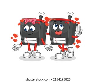 radio dating cartoon. character mascot vector