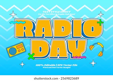 Radio Day Editable Text Effect Cartoon Style