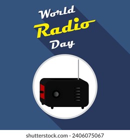 Banner del mundo del día de la radio, ilustración del arte vectorial.