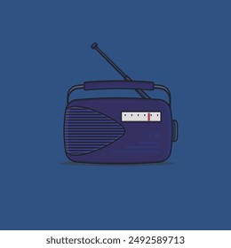 Radio design with a blue background, vector illustration.