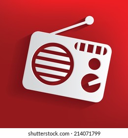 Radio design on red background,clean vector
