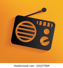 Radio design on yellow background, clean vector