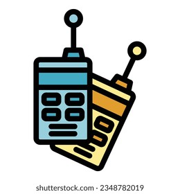 Radio device icon outline vector. Computer stay. Team meeting color flat