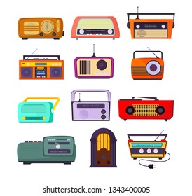 Radio devices set. Broadcasting collection. Can be used for topics like music, news, entertainment