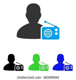Radio Dictor vector pictogram. Style is flat graphic radio dictor symbol using some color variants.