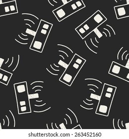radio doodle drawing seamless pattern background