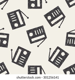 radio doodle drawing seamless pattern background