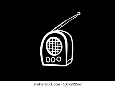 radio doodle flat black icon vector