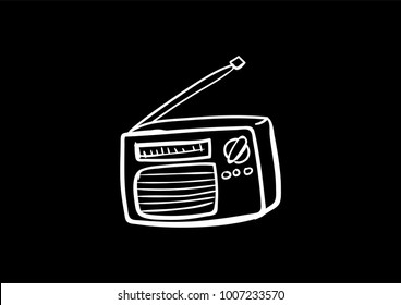 radio doodle flat black icon vector