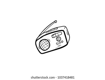 radio doodle icon vector