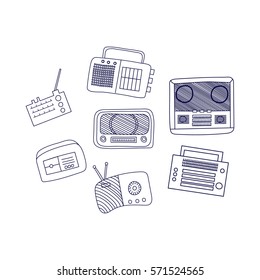 Radio doodles. Hand drawn illustration