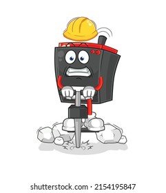 radio drill the ground cartoon character vector