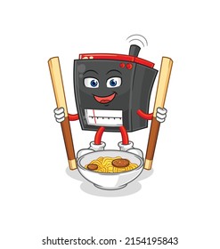 radio eat noodle cartoon. character mascot vector