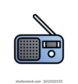 Radio. Editable vector icon, coloured with outlined stroke.