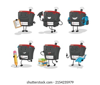 radio education set character. cartoon mascot vector