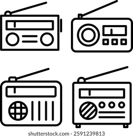 Radio electronic device gadget icon set