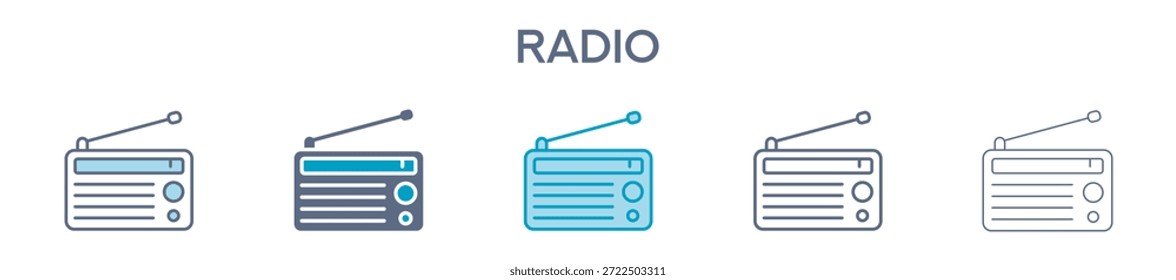 Radio Element For Design Graphic - Multi Styles. Vector Illustration Of Two Colored And Black. Multiple Icons Designs Can Be Used For Mobile, Ui, Web