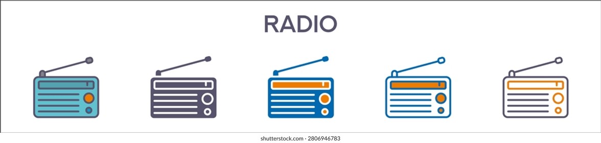 Radio Element For Design Graphic - Multi Styles. Vector Illustration Of Two Colored And Black. Multiple Icons Designs Can Be Used For Mobile, Ui, Web