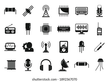 Radio engineer icons set. Simple set of radio engineer vector icons for web design on white background