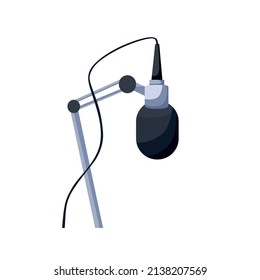 Radio equipment. Audio microphone for an online studio presenter. Vector cartoon illustration.