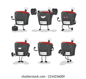 radio exercise set character. cartoon mascot vector