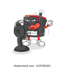 radio with the fan character. cartoon mascot vector