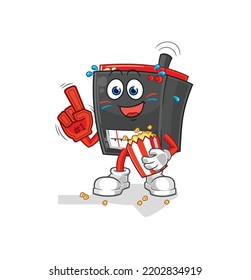 radio fan with popcorn illustration. character vector
