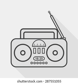 Radio flat icon with long shadow, line icon