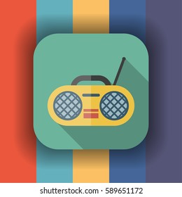 radio flat icon with long shadow, vector illustration