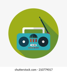 Radio flat icon with long shadow,eps10