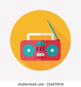 Radio flat icon with long shadow,eps10