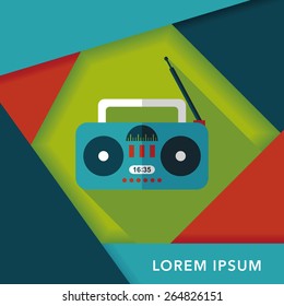 Radio flat icon with long shadow,eps10