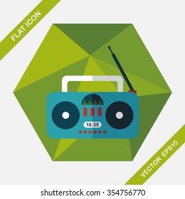 Radio flat icon with long shadow,eps10