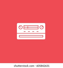 Radio Flat Icon On Red Background