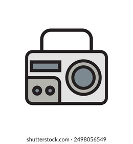 Ilustración vectorial plana del icono de la radio aislada en el fondo blanco, diseño simple