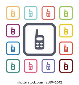 radio flat icons set