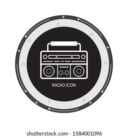 Radio flat line Icon flat design with white background