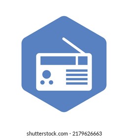 Icono de contorno plano de radio fondo blanco aislado 