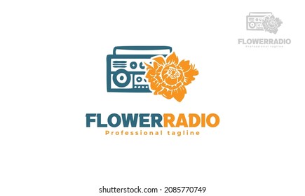 Radio flower logo design. vector