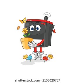 radio with a flower pot. character vector