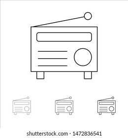 Radio, FM, Audio, Media Bold and thin black line icon set