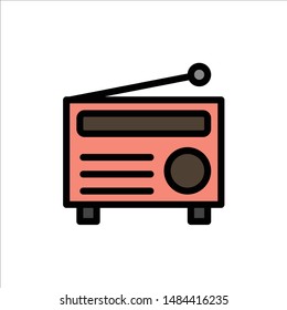 Radio, FM, Audio, Media  Flat Color Icon. Vector icon banner Template. Vector Icon Template background