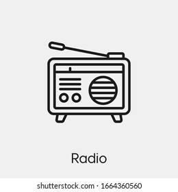 radio fm icon vector. Linear style sign for mobile concept and web design. radio fm symbol illustration. Pixel vector graphics - Vector.